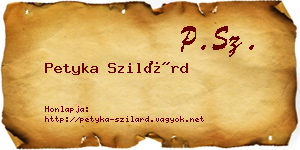 Petyka Szilárd névjegykártya